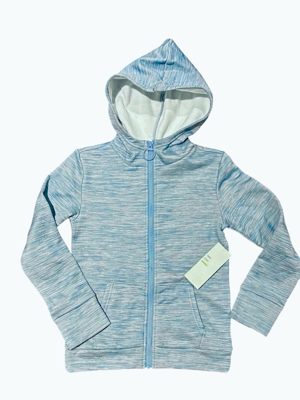 Zella Light Blue Heathered Kids Zip Hoodie